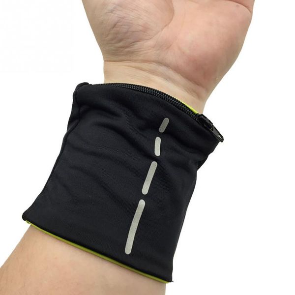 

elastic zipper design wrist support bag wrap straps fitness cycling sport wristband volleyball badminton sweatband, Black;red