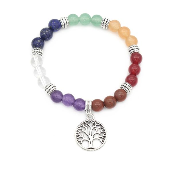 

yoga jewelry 7 chakra bracelet tree of life charm strand bracelet men natural stones beads bracelets chakra yoga, Golden;silver