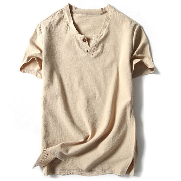 

brand mens shirts with short sleeve cotton linen casual shirts male white tee masculina harajuku solid men clothing, White;black