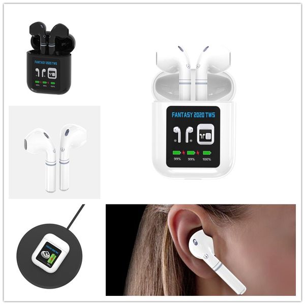 

2020 fantasy wireless earphone bluetooth v5.0 tws headphone earbuds led display for smart phone 11 11pro s10 with hermetic retial pack