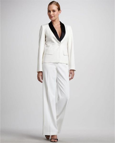 

white shawl lapel women pantsuits tuxedo 2 piece set women business suit female office uniform ladies pantsuits custom made, White;black
