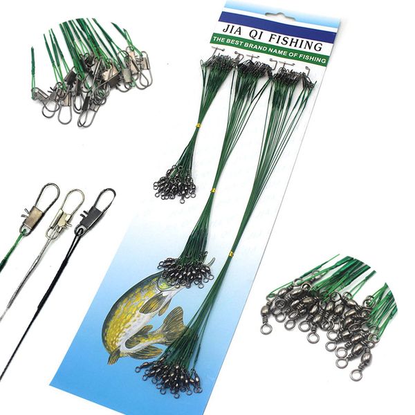 

72pcs fishing lines leader for wire leader line with spinner metal swivel fishing line rope 15cm 22cm 30cm accessory