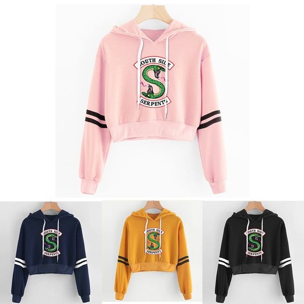 

woman hoodie womens clothes women crop hoodies riverdale southside serpent harajuku spring casual hoodies sweatshirts, Black