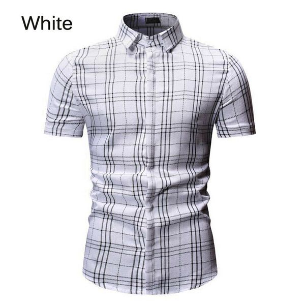

men's luxury slim dress shirt summer short sleeved formal shirt button down top, White;black