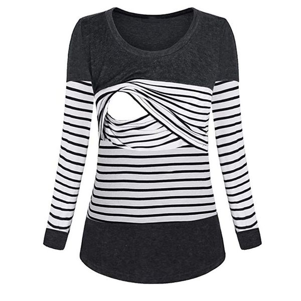 

telotuny women's nursing maternity clothes long sleeve breastfeeding striped shirt borstvoeding breast feeding zj17, White