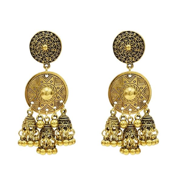

afghan vintage big long tassel statement earrings flower for women jhumka gypsy egyptian turkish tribal gold jewelry 2019, Silver