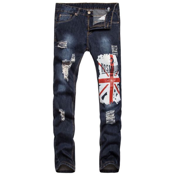 

2020 luxury тощий men jeans марка hip hop джинсовые брюки мужские джинсы дизайнер проблемные ripped байкер jean slim fit мотоцикл патчи jean, Blue