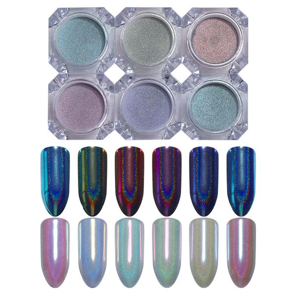 

0.5g holographic nail glitter powder shining chameleon nail pigment chrome powder dust for uv gel polish art decoration, Silver;gold
