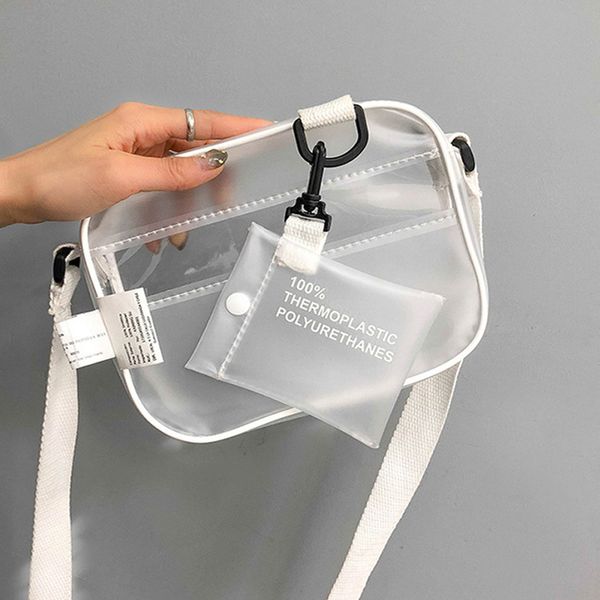 

causual pvc transparent clear woman crossbody bags shoulder bag handbag jelly small phone bags with card holder wide straps fla