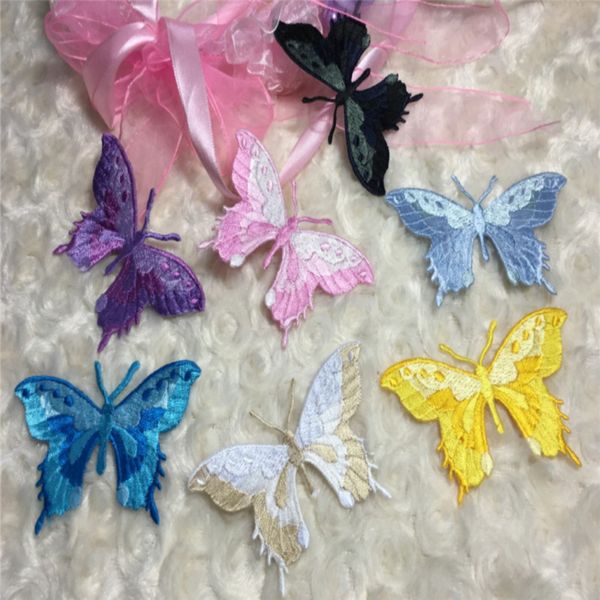 

1 piece embroidered patch butterfly iron-on appliques accessories for dress curtain diy size 8 cm x 4.5 cm, Black