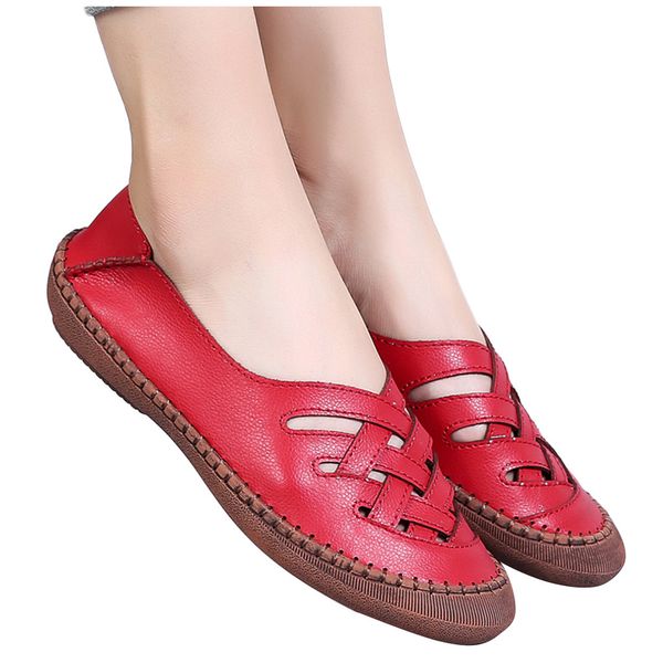 

sagace women flat shoes casual big size hollow out flat slip on loafers ladies shoes womens comfort single, Black