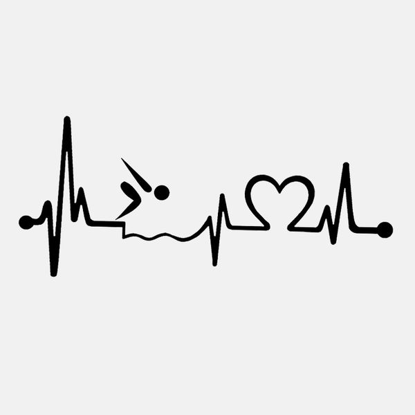 

16.7cm*7.1cm cute diving swimming heartbeat vinyl motorcycle car sticker and decals