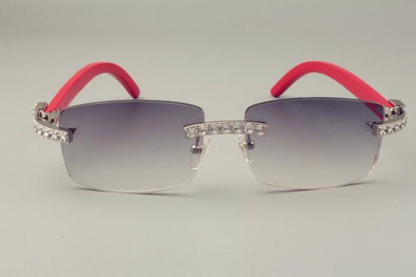 Atacado-2019 Frete grátis quente sem fim Diamante de luxo Sunglasses 3524012 Red NaturaWooden braço Óculos, Unisex, Lens 3.0 Espessura
