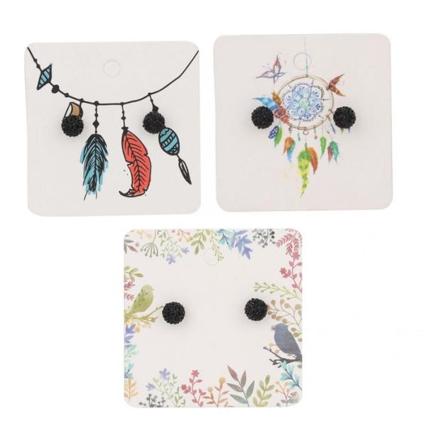 

100pcs ear stud earring display card storage paper jewelry cards hairpin storage card simple jewelry display show holder, Pink;blue
