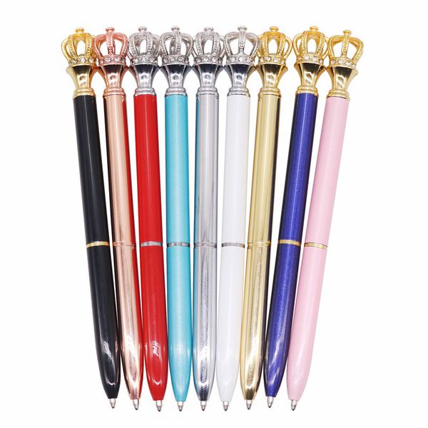 

20 pcs creative cute kawaii diamond imperial crown ballpoint pens for office school writing supplies stationery gift metal pen, Blue;orange