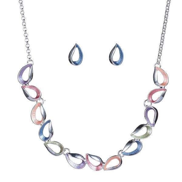 

jewelry set water drop necklaces and stud earrings set silver color costume wedding party necklace female jewelry sets for women