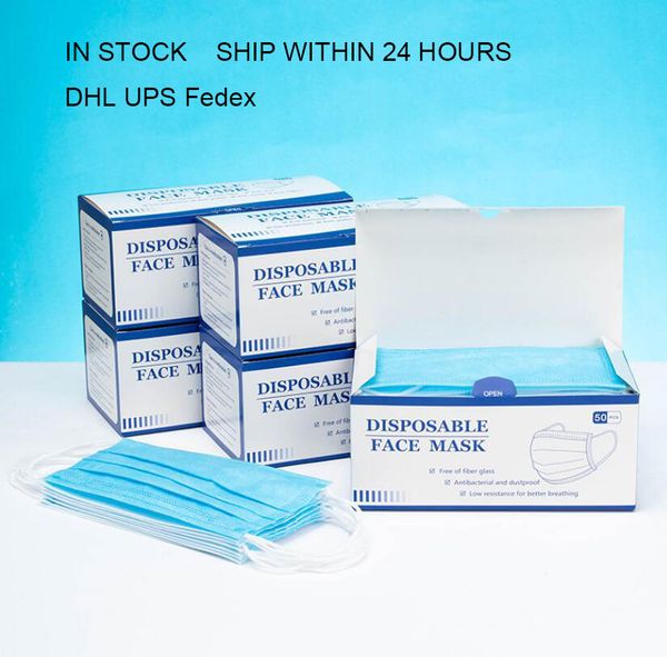 

dhl ups fedex 50 pcs/bag dust mask 3 layer non-woven protective face mask thickened disposable mouth mask safety
