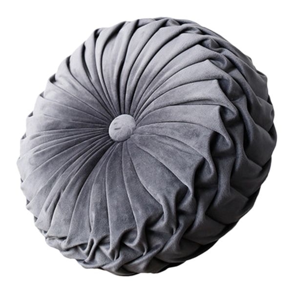 

european style round seat cushion back cushion or as sofa pillow bed pillow velvet fabric pumpkin seat 36x36x11cm -grey
