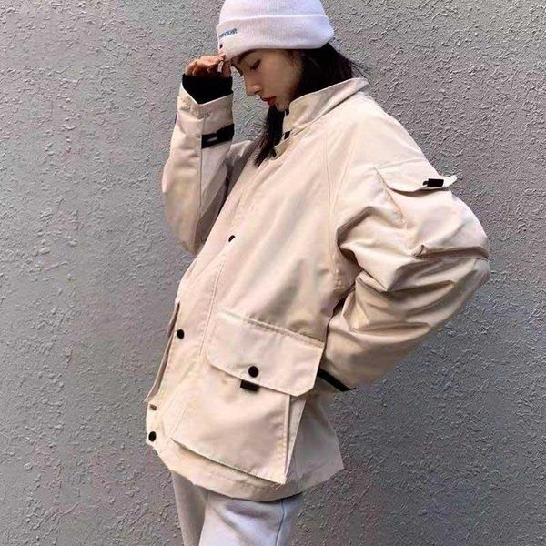 

2019 new winter designer mens woman brand coat windbreaker jackets stand collar function work black khaki pink casual m-xl coat b101437q, Black;brown