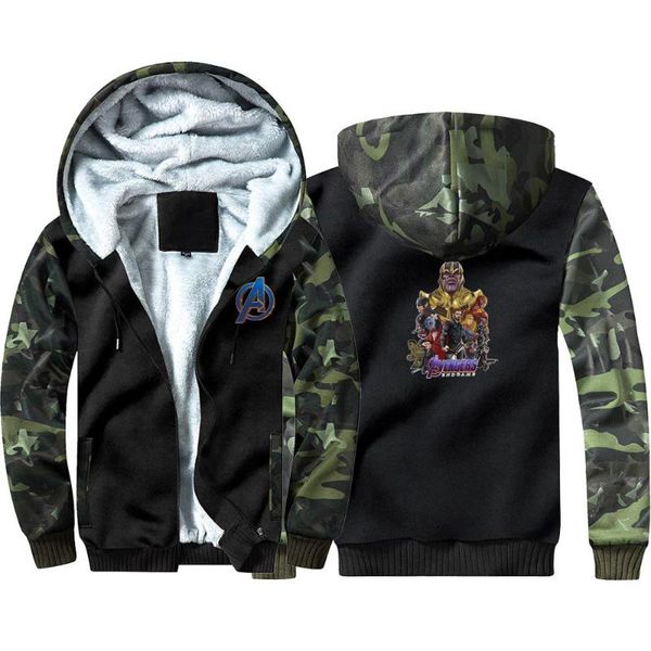 

the 4 superhero camouflage hoodie sweatshirts winter thicken hooded coat cosplay warm men clothing, Blue;gray