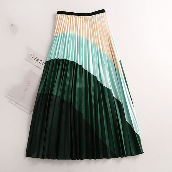 

women's summer color pleated skirt korean version of the new high waist was thin long paragraph wild large pleated skirt wa261, Black