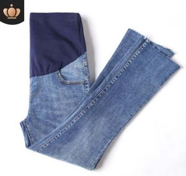 

trumpet fringed edge straight maternity jeans 2019 spring autumn new pregnancy clothes pants jeans for pregnant women sh-s283, White
