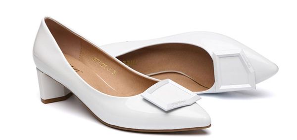 

2019 women's shoes in spring and autumn with new style middle heel coarse heel pointed end @2238, Black