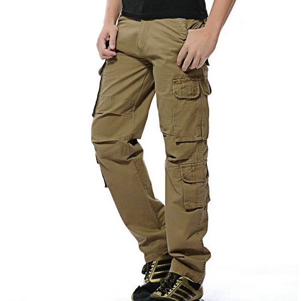 

2018 fashion men casual pants cotton multi-pocket tactical cargo pants for men, Black