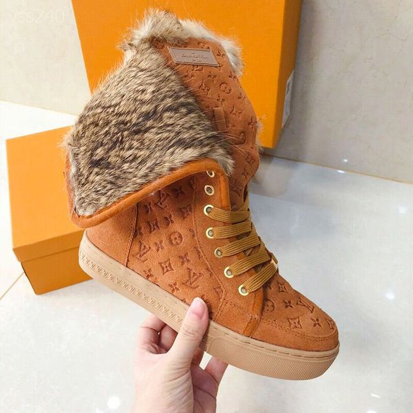 

snow boots female europe and america fashionable wild short tube thick bottom plus velvet winter thick fur lace-up short boots cotton shoes, Black