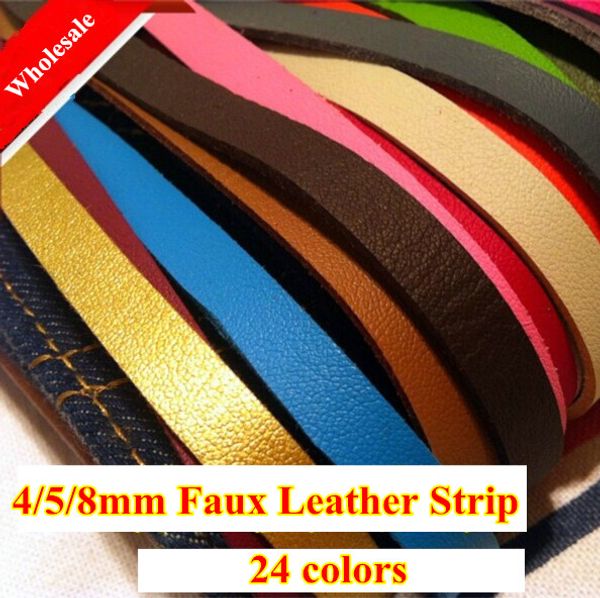 

24 colors 4/5/8mm faux leather cord/lace/strip/string suede cord pu diy necklace bracelet thong jewellery 12m, Black;white