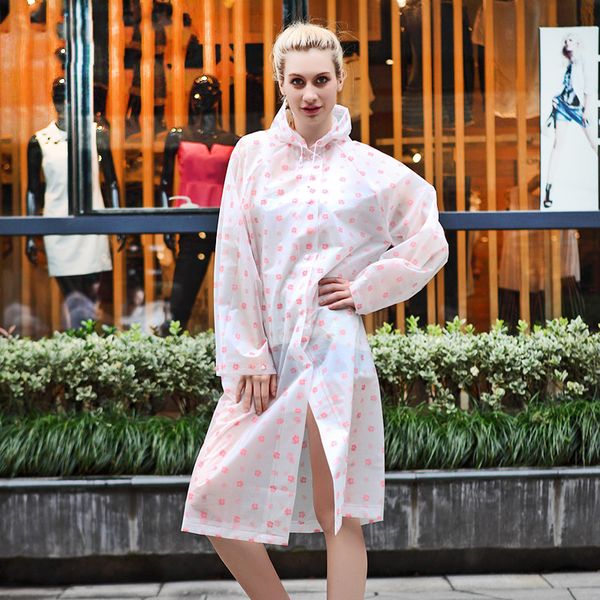 

flower waterproof eva hooded rain jacket poncho raincoat cape with hat hood for women