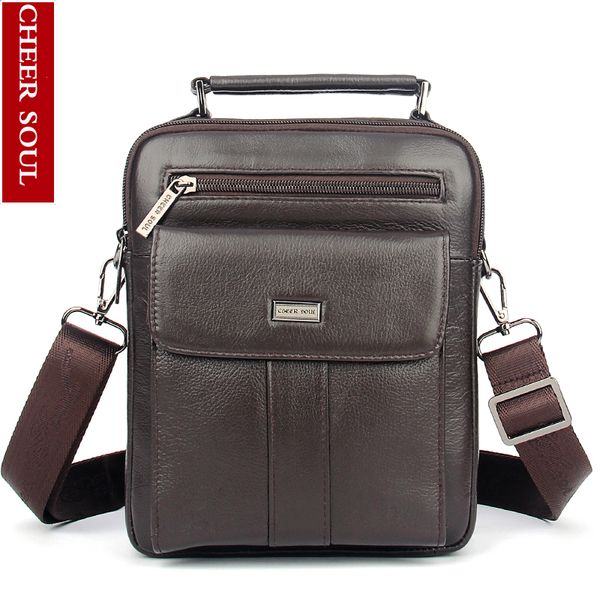 

cheer soul 2018 new style 100% genuine leather shoulder bag men messenger bag multifunction leisure