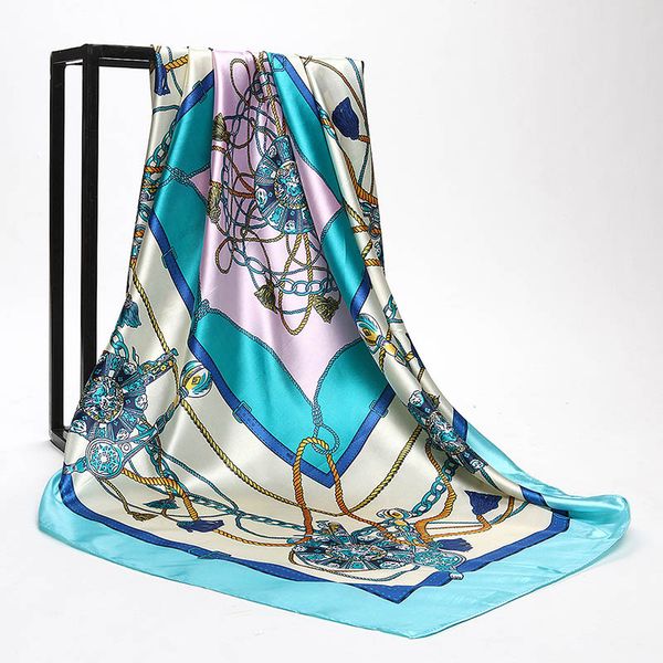 

silk scarf fashion women print hijab scarves retro chain satin large square scarves wrap