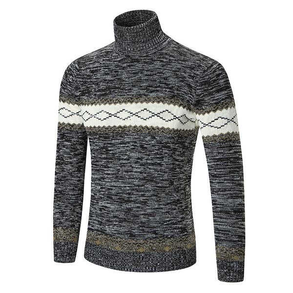 2019 2018 Crossborder Express Amazon Specializes In Mens Diamond Highcollar Sweaters And Longsleeved European And American Fashion Knitted Sweate From