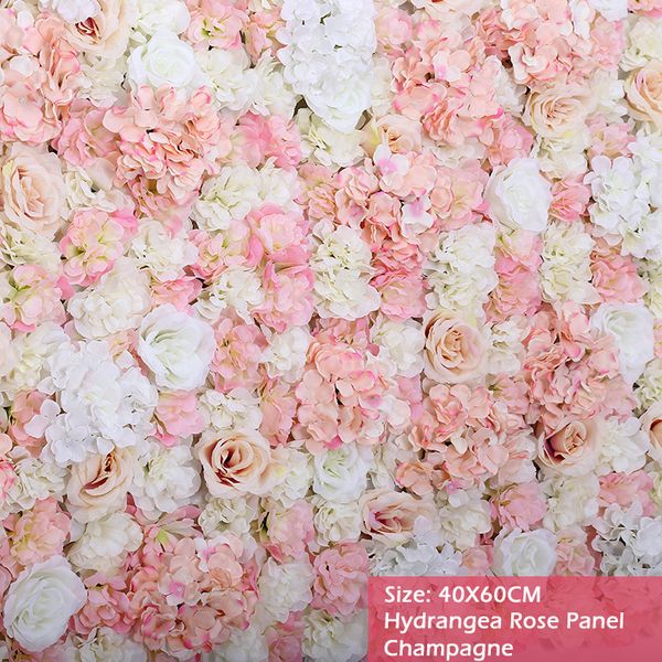 

40X60Cm Artificial Flower Silk Rose Champagne Decorative Flower Wall Romantic Wedding Background Decoration