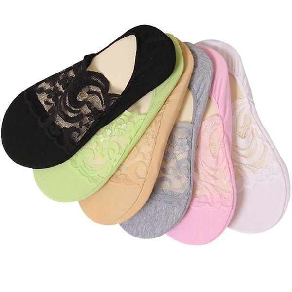 

5pairs women transparent short lace socks girls summer hollow out boat socks slippers female soft invisible lady sox meias, Black;white