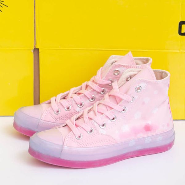 

высокое качество chuck 70s cherry blossom холст обувь розовые цветы белый jelly тейлор 70s прозрачные органза женщин случайные платформы кро, Black