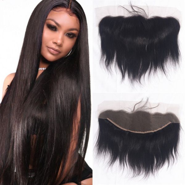 

предварительно щипковых lace фронтальная закрытие straight монгольской ear богородица человеческих волос в ухо 13 * 4 фронтальная с волосами, Black;brown