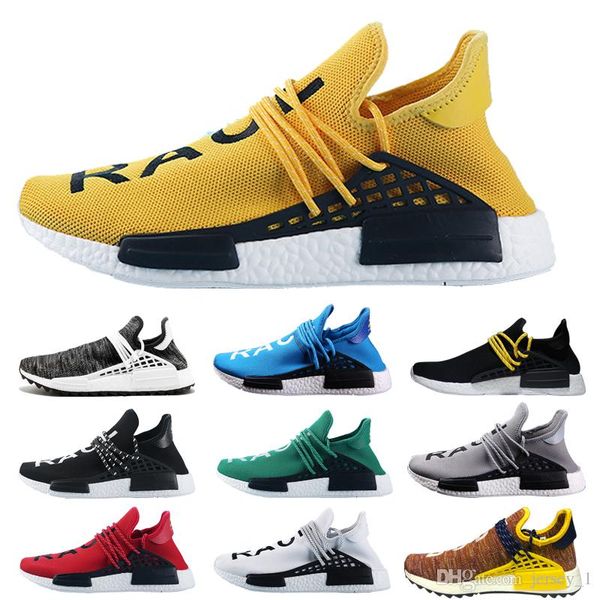 

2019 New Human Race1 Designer Running Shoes for Mens Women Yellow Red Green Black White Sports Sneaker Shoe Size 36-45