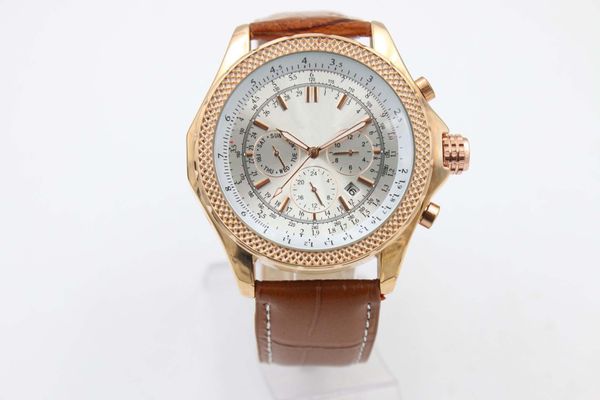 

Discount Sale Brand Automatic Watches For Men Analog White Face Cart Motors Watch Rose Gold Case And Skeleton With Calendar Brown Leather