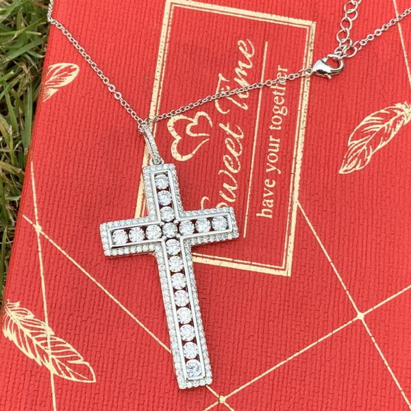 

choucong new arrival unique stunning luxury jewelry 925 sterling silver cross pendant round shape white z cz diamond necklace for women