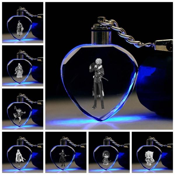 

cosaner rumaru nakigitsune heart shape anime led key chains keyring crystal toy keychain light keyholder gift, Silver