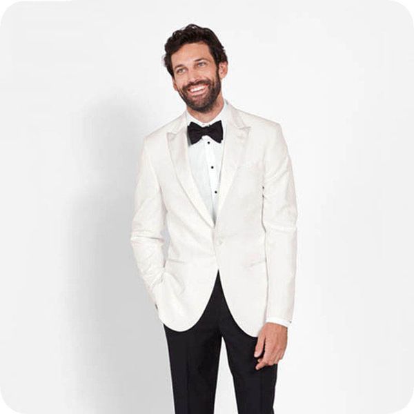 

vintage ivory men suits groom wedding tuxedo 2piece groomsman blazer jacket pants slim fit costume homme wide peaked lapel terno masculino, Black;gray