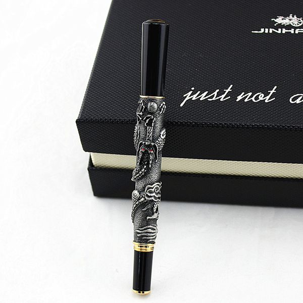 

jinhao dragon red crystal eyes fountain pen medium nib business supplies with gift pen box