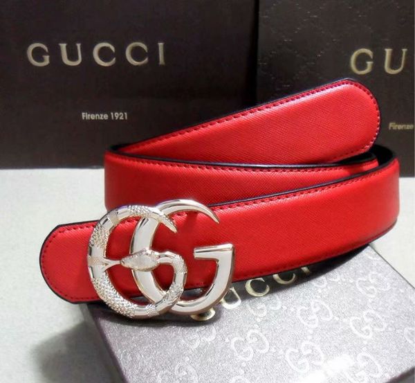 

2020 high-grade women's belt fashionable ladies color drill large buckle head letters smooth buckle belt the black and red belt is 7cm, Black;brown