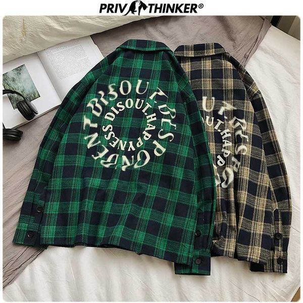 

men's spring plaid shirts 2020 men fashion letter print long sleeve blouse streetwear loose male shirts, White;black