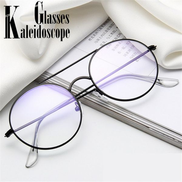 

retro round glasses frame women men fashion fake glasses clear lens female brand designer vintage myopia optical eyeglasses, Black