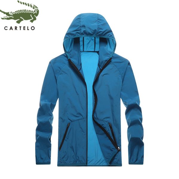 

cartelo men jacket new fashion breathable comfortable jacket men outdoor sunscreen hooded lightweight coat, Black;brown