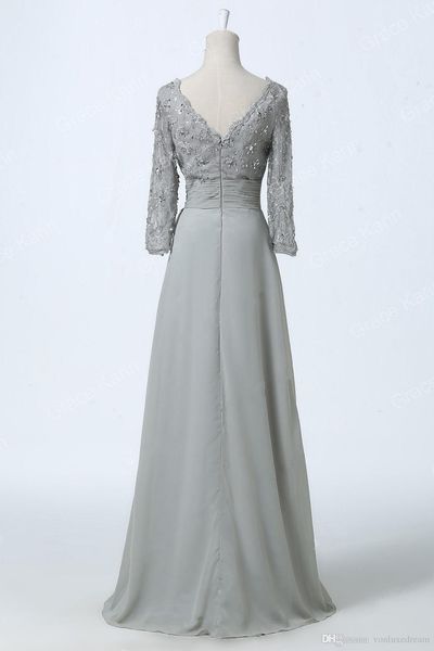

women formal evening dresses with sleeves long chiffon v-neck wedding guest dresses floor length low back mother of bride dresses