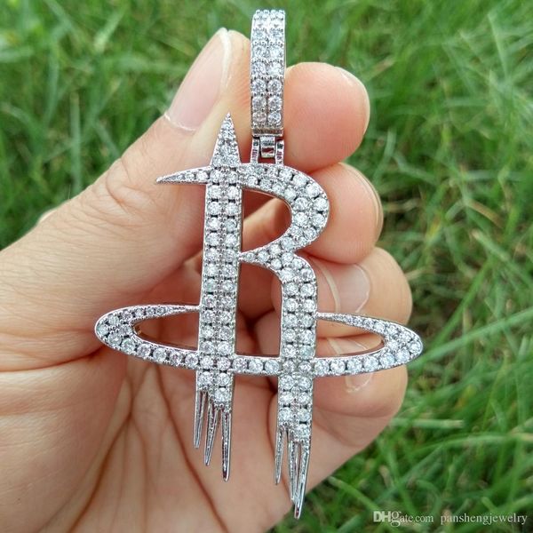 

wholesale-iced brass cubic zirconia sign pendants&necklace rope chain men and women hip hop necklace jewelry gift cn104, Silver